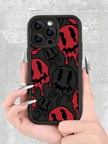 Expression New Textured Thick Anti-Drop Red Twisted Smiling Face Painted Phone Case, Compatible With IPhone 17/16/11/16pro/16plus/16promax/16e/15Promax/13/14/12/XS/XR - Multicolor - View 3