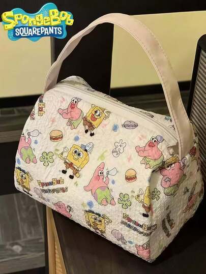 SpongeBob SquarePants Túi đựng mỹ phẩm in hình hoạt hình SquarePants 1 dễ thương, màu sắc và kiểu dáng ngẫu nhiên, túi đựng mỹ phẩm gấp gọn dung tích lớn, đa chức năng, phù hợp cho nhu cầu hàng ngày, du lịch, văn phòng, trang điểm, học tập, unisex, phù hợp cho học sinh. Túi đựng văn phòng phẩm để bàn cho học sinh.