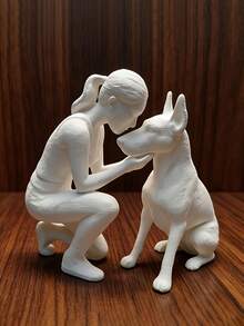 1 mô hình 3D in hình người phụ nữ và chú chó, món quà hoàn hảo cho người yêu thú cưng. - Nhiều màu - Xem 1