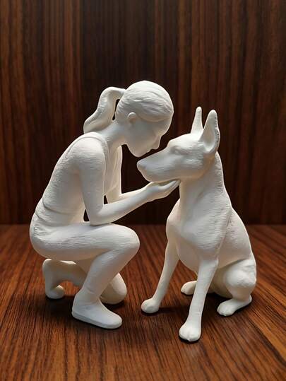 1 mô hình 3D in hình người phụ nữ và chú chó, món quà hoàn hảo cho người yêu thú cưng.