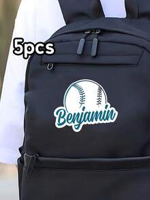 5/10/25pc Custom Text Baseball Name Stickers – Personalized Baseball Themed Waterproof Stickers With Custom Name & Color Options | Fun Sports Gift For Baseball Fans, Teams, And Sports Fans | Water Bottle & Gear Decor - Multicolor - View 24