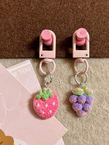 5pcs Rainbow Fruit Keychains, Cute Sweet Strawberry Pendant Accessories, Ideal Gift For Girls And Best Friends - Multicolor - View 2