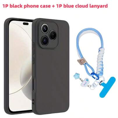 1个黑色砂岩手机壳+1条蓝色云朵挂绳，兼容Magic7 Lite/Magic 5 Lite/荣耀400/荣耀X9d/Nova 8/P50/荣耀X8d/Mate 50。触感柔软舒适，防滑、防汗、防指纹、耐磨、防刮。