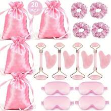 Bộ dụng cụ massage mặt 5/20 món, bao gồm 4 băng đô thanh lịch, 4 mặt nạ che mắt, 8 dụng cụ massage hình trái tim và dụng cụ Gua Sha toàn thân, phù hợp cho mọi mùa. - Nhiều màu - Xem 10
