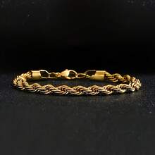 Gold/Silver Cross Jewelry Set - Braided Chain Necklace & Bracelet 2-Piece Set For Men/Women - Gold - View 6