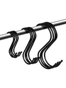10pcs S-Shaped Black Hooks, No Installation Required, Easy To Use, Hang Directly - Black - View 8