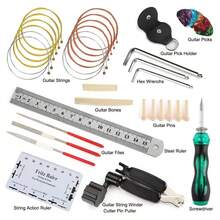 30-In-1 Guitar Tool Kit, Multi-Functional Guitar Repair Tool Box, Guitar Parts Replacement Tool Set, Including Picks, Strings, Clips - Multicolor - View 2