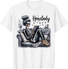 Funny Skeleton Homebody Anti Social Club Women T-Shirt - trắng - Xem 2