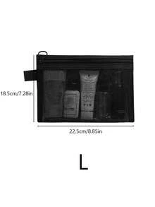 Bolsa de cosméticos de malla transparente, organizador de cables portátil negro, también adecuado para bolsa de artículos de tocador y almacenamiento de escritorio - Multicolor - Ver 9
