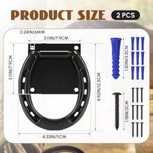 4 Set Tie Ring For Horses Heavy-Duty Solid Steel With Expansion Screws 3 X 3 Inch Horseshoe Cross Ties Down Tack Barn Stable Plies For Horse Black - 4 - View 2