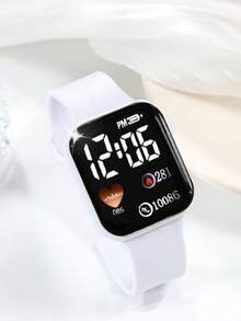 2/1 Set, New Fashionable Minimalist Cute Square Digital Display Sports Watch With Heart Decor, Suitable For Both Men And Women. It Comes With A Football Bracelet, Perfect For Wearing To Check The Time During Parties, Gatherings Or Travels. It Is Also An Excellent Choice As A Gift For Mother's Day, World Cup Season, Or For Mothers And Friends During The Back-To-School Season. - Multicolor - View 9