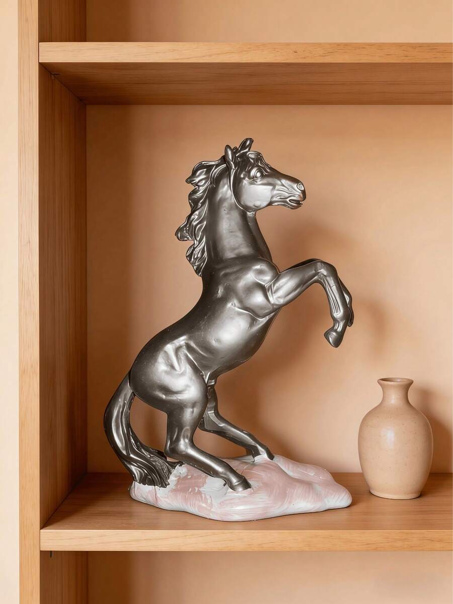 優雅黑色馬雕像雕塑家居裝飾,客廳壁爐架藝術品,時尚動物小雕像,現代經典裝飾品,桌面展示裝飾 - A - 查看 1