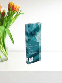 1pc Customized Logo & Text Marble Acrylic Trophy - 10 Personalized Business Award Medals, Customized Name & Company Acrylic Decor, Fluid Art Theme Trophy, Ideal Gift For Employee Recognition, Company Milestone And Business Events, Top Performer, Team And Corporate Client - Multicolor - View 10