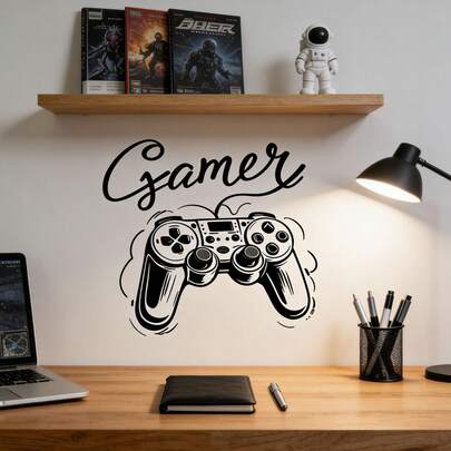 Solid Color Line Game Controller Wall Stickers Bedroom Personalized Decor Removable Wall Decals For Boys Room Door