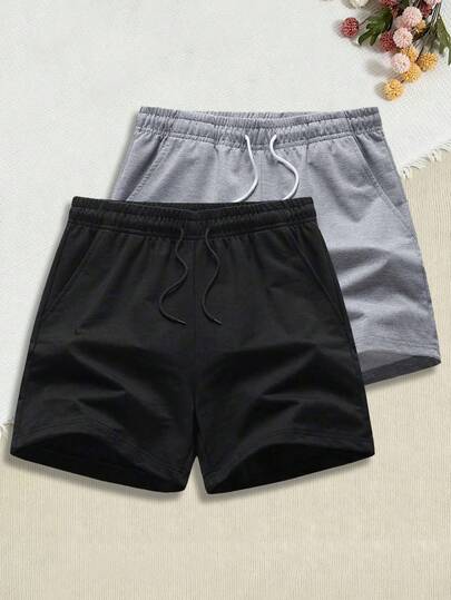 Women's Solid Color Sports Shorts - Comfortable, Fitted, Breathable, Soft, Stretchy Fabric, Ideal For Running, Yoga, Fitness And Outdoor Leisure Black Summer