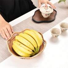编织坚果水果篮、饼干篮、家居收纳篮、沥水篮、零食展示篮 - 黃色 - 查看 3