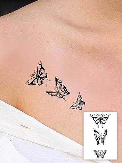 1 miếng dán hình xăm tạm thời thảo dược, giữ màu 7-14 ngày, hình xăm họa tiết bướm trừu tượng tối giản, hình xăm tạm thời chống thấm nước, thời trang, phù hợp cho mọi người.