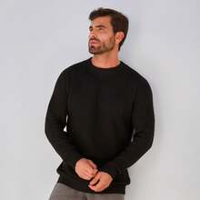 Baronesa Tricot Men's Ribbed Knit Sweater Premium Casual Boat Neck Sweater - Negro - Ver 10