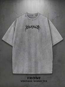 Retro Washed T-Shirt | YLA Graphic T-Shirt | Gym Graphic T-Shirt | Gift Idea | 100% Cotton | Fabric - 灰色 - 查看 3