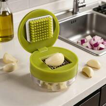 1 cái Dụng cụ băm và ép tỏi đa năng bằng thép không gỉ - Dễ dàng sử dụng bằng tay, dùng để băm, cắt, thái, bào tỏi, dụng cụ nhà bếp, đồ dùng nhà bếp kèm thớt dễ vệ sinh, thiết kế cầm tay nhỏ gọn, dụng cụ nhà bếp, đồ dùng thiết yếu nhà bếp, vật dụng nhà bếp - màu xanh lá - Xem 6