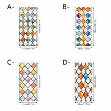 1/4pcs Geometric Diamond Pattern Stained Glass Window Film, Removable Adhesive-Free Rainbow Sunscreen With Static Electricity, Suitable For Home, Bathroom, Kitchen, And Office Decoration. - Color Lens - View 6