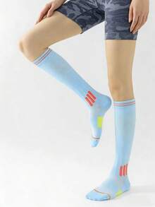 1/6 pares de calcetines de compresión altos hasta la rodilla, delgados, para yoga, fitness y deportes, para primavera/verano - Multicolor - Ver 6