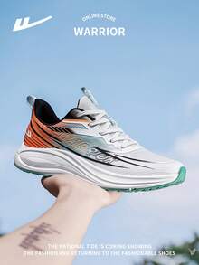 WARRIOR 1 par de zapatillas deportivas con cordones unisex, zapatillas casuales transpirables de malla, zapatos atléticos cómodos y ligeros para parejas - Blanco, azul, naranja - Ver 10