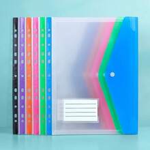 12pcs A4 Size High Capacity Loose Leaf Binder Folders, With 11-Hole Rings, Made Of Modern PP Material, Expandable Snap Button And Label Pockets, Suitable For School, Home, Office, Attendance, Travel - Portable Design, Back To School, Study Supplies - Multicolor - View 4