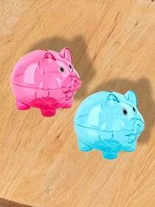 1pc Fashionable Piggy Bank, Made Of Durable Plastic, Candy Color Coin Bank - Multicolor - View 2