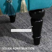 Luxury Upholstered Bench/Stool In Polyester And Foam Rubber, Elegant And Beautiful, Blue: 117x40x58 Cm - Mint Blue - View 3