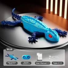 1pc Approx. 33cm Plastic Remote Control Wall Climbing Lizard Toy, Bionic Gecko Style, Green + Blue, Strong Suction, LED Glowing Eyes, 7m Remote Control Distance, Dual-Mode Crawling (Wall/Floor), Educational Toy, Birthday/Children's Day/Halloween/Party Fun Toy - Multicolor - View 17