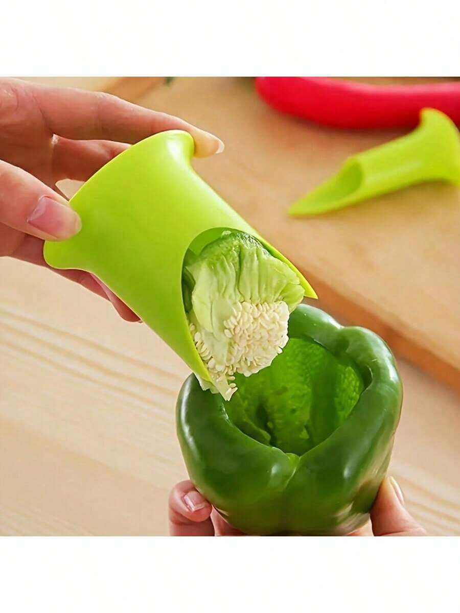 2pcs/Set Plastic Green Pepper Seed Remover, Multifunctional Kitchen Chili Seed Removal Tool - Multicolor - View 1