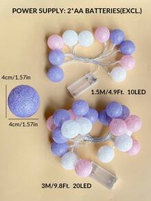 1 Stück 1,5/3 Meter 10/20 Stück Macaron-Farben LED-Lichterkette mit Kugeln - Heimdekoration Schlafzimmer Wanddekoration, geeignet für Schlafzimmerwände, Hochzeiten, Geburtstagsfeiern, zum Schaffen einer festlichen Atmosphäre, geeignet für Hochzeitsdekoration, Geburtstagsdekoration, Schlafzimmer-Feenlichter - Lila, Rosa, Weiß - Übersicht 7