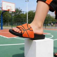 Nuevas sandalias deportivas para niños de primavera/verano, zapatillas tipo zapatilla de baloncesto para niños con estilo slip-on, suela suave antideslizante, uso casual en el hogar para niños mayores - Negro - Ver 3