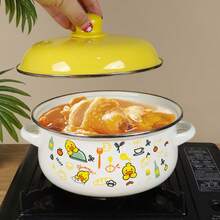 VAETTLO  3-Piece Exquisite Enamel Cookware Set, Multifunctional Pot Set Including Soup Pot & Stew Pot, Tableware, Handmade Fired, Ideal For Restaurant, Home Kitchen, Home Decoration And Holiday Gift. - View 9