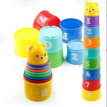 9件套儿童宝宝叠叠杯玩具，益智套叠杯 - 彩色 - 查看 1