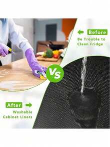 xiangmeishangu 1/4/8 piezas Alfombrillas lavables y a prueba de agua y aceite para refrigerador, aptas para estantes, cajones y armarios del refrigerador - Negro - Ver 5