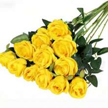 Valentinstags-Geschenkblumen, künstliche Rosen, hochwertige künstliche Rosen, geeignet für Heimdekoration, Raumdekoration, Tischdekoration, Hochzeitsdekoration, Brautstrauß, Handgelenkblumen, Bouquet-Herstellung. Geeignet für Zuhause, Esszimmer, Schlafzimmer, Vase Dekorationssträuße. - Gelb - Übersicht 11