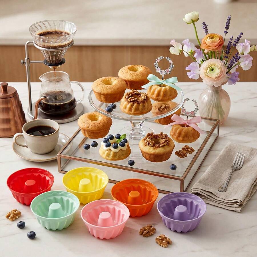 Set de 12/24 moldes de silicona mini para magdalenas, moldes con forma de calabaza antiadherentes para pasteles, flanes, gelatinas, herramientas de repostería DIY, colores aleatorios (Este producto no es de tamaño estándar, confirme el tamaño antes de comprar)