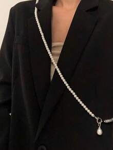 仿珍珠长项链，女士个性化大吊坠首饰 - long pearl - 查看 2