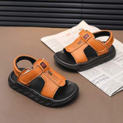 Summer Kids Open Toe Sandals, Boys & Girls Hook And Loop Non-Slip Soft Bottom Beach Shoes, Casual Breathable Children Footwear