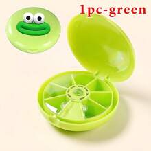 Colorful Seven-Compartment Portable Capsule Storage Box - Sausage-Shaped Sealed Compartment Organizer, Suitable For Jewelry, Beads, And Small Items, Essential Travel Organizer |   Fun Design |   Firmly Closed - 1 Item - Green - View 2