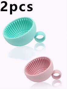 2pcs Portable Silicone Makeup Brush Cleaning Bowl With Cleaning Mat - Foldable Travel Size, Odorless, Suitable For All Makeup Brushes (Face, Eye, Blush), Quick Drying, - Solid Color - View 14