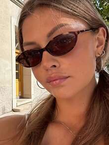 1 Pair Women's Leopard Print Oval Computer Frames Vintage Fashion Glasses, Suitable For Street Style And Runway Beach, Summer Fashion Accessory For Women - Glasses 014 - View 3