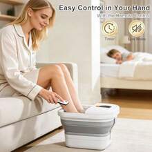 UNIFULL Collapsible Foot Spa Bath with Heat Motorized Massage Balls Touch Screen Foot Pedicure Kit Temperature Control Pedicure Foot Spa Foot Bath - Blanco - Ver 5