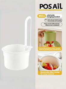 1 pieza Cesta colgante de drenaje para fregadero de cocina, disponible en múltiples estilos, herramienta multifuncional para drenar y filtrar ingredientes alimenticios, equipada con diseño de presión para inclinar y función de autolimpieza, adecuada para fregaderos de esquina, filtra eficazmente el agua residual - Ver 7