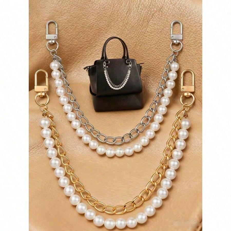 Fashionable Handbag With Beaded Vintage And Minimalist Faux Pearl Alloy Buckle Chain Gifts For Women - Multicolor - View 1