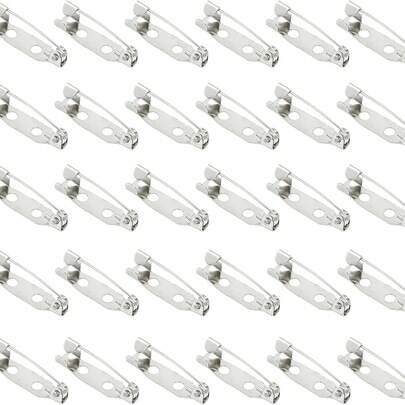 2.5cm 50pcs 2cm DIY Handmade Safety Pin Brooch, Double Hole Brooch Pin Material, Brooch Badge Flower Decor Jewelry Accessories