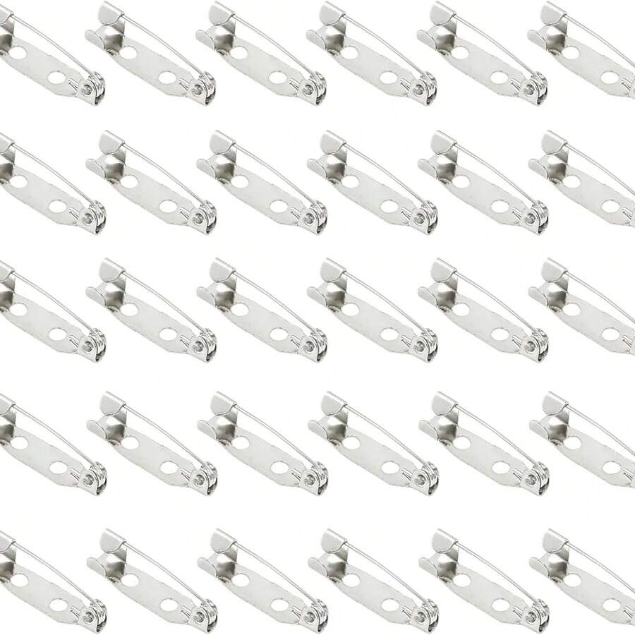 50 chiếc kim băng an toàn tự làm dài 2cm, chất liệu làm trâm cài hai lỗ thẳng, phụ kiện trang sức. - trắng - Xem 1