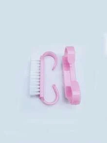 带柄指甲刷，多功能透明塑料指甲清洁抛光器，亮片圆头指甲刷，柔软短柄指甲刷 - 彩色 - 查看 17